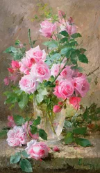 Nature morte de roses dans un vase en verre